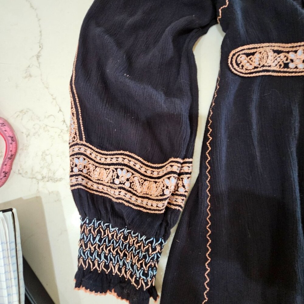 Free People Black Mini Dress with Pink Embroidery - Picture 6 of 11